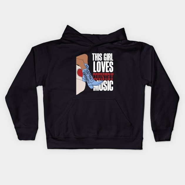 This Girl Loves Country Music! Kids Hoodie by HROC Gear & Apparel